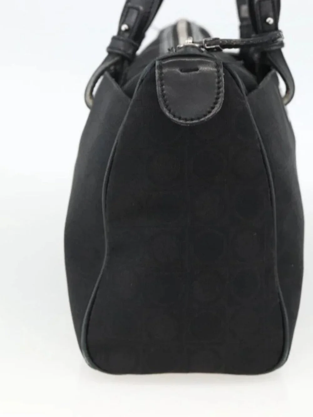 Salvatore Ferragamo Shoulder Bag Canvas Black Silver Auth ka3648